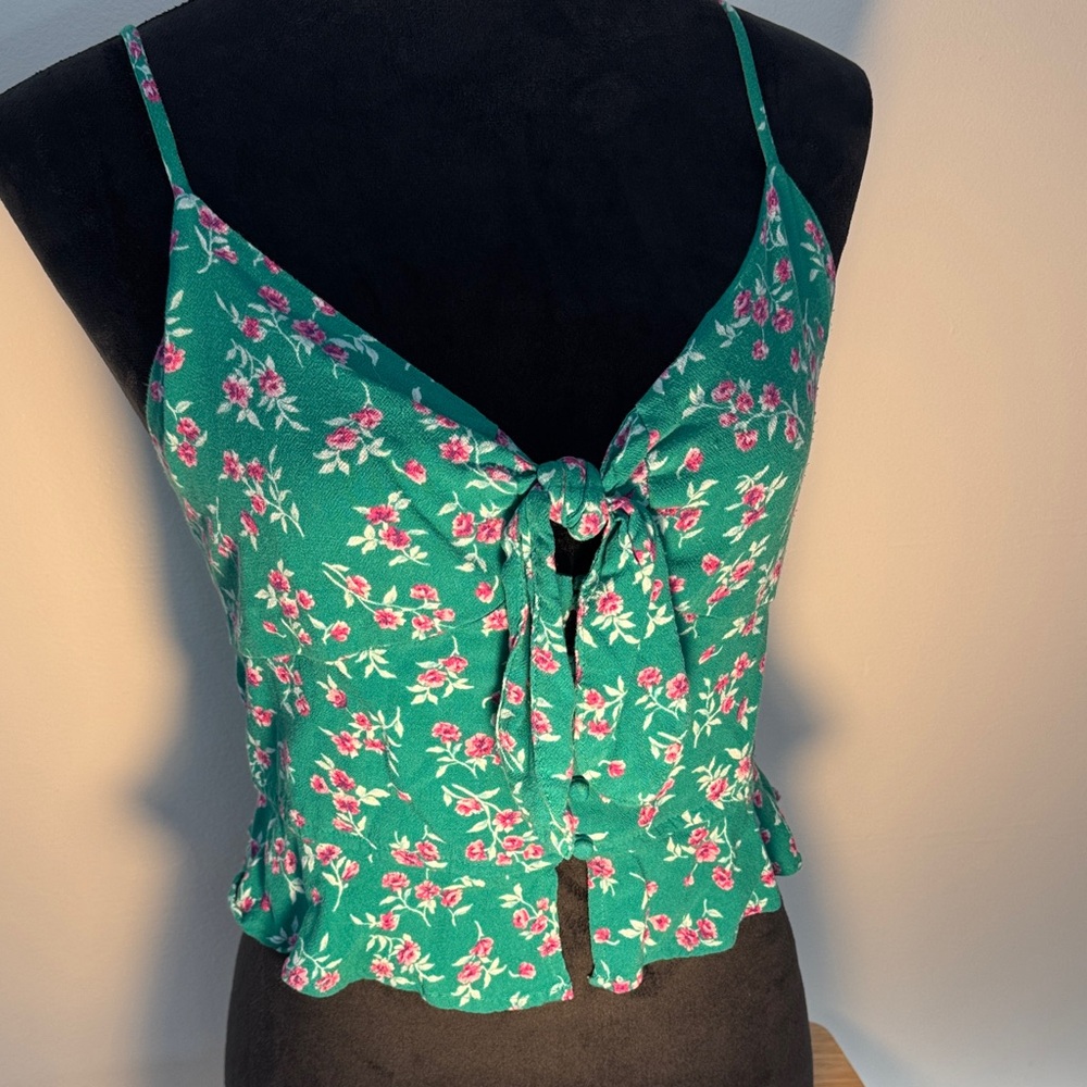 American Eagle Outfitters Green Floral Camisole